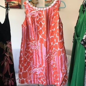 Orange short shift dress